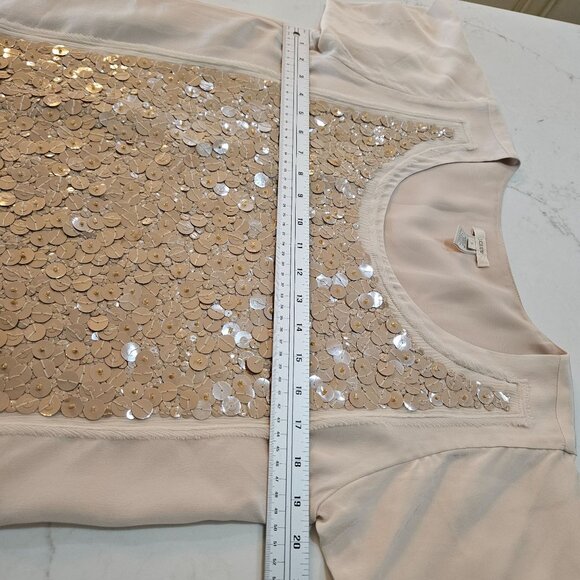 J.Crew Sequin Silk Blouse Size Small Beige Bling Party Festival Sparkle - Picture 9 of 9